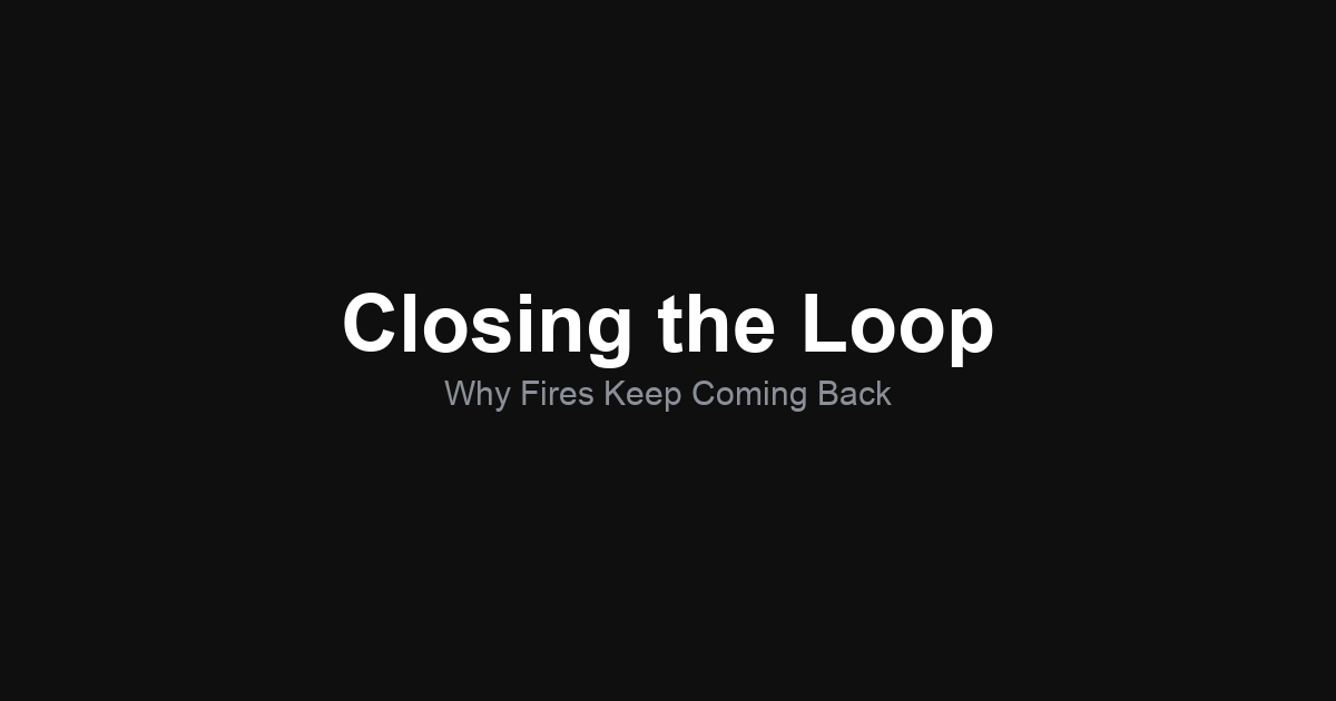 Minimal title card for "Closing the Loop: Why Fires Keep Coming Back"